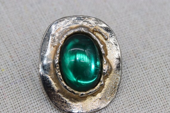 Vintage Signed Dauplaise Emerald Glass Pierced Ea… - image 2