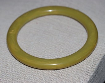 Vintage Bakelite Marbled Spinach 1/4" Wide Bangle Bracelet Simichrome Tested