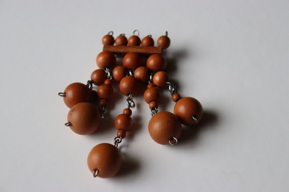 Vintage Unsigned Miriam Haskell Wooden Balls Broo… - image 3