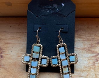 Stone Cross Earrings