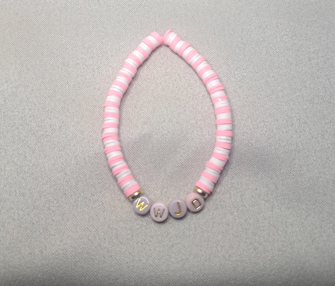 WWJD Light Pink Clay Bead Bracelet Etsy
