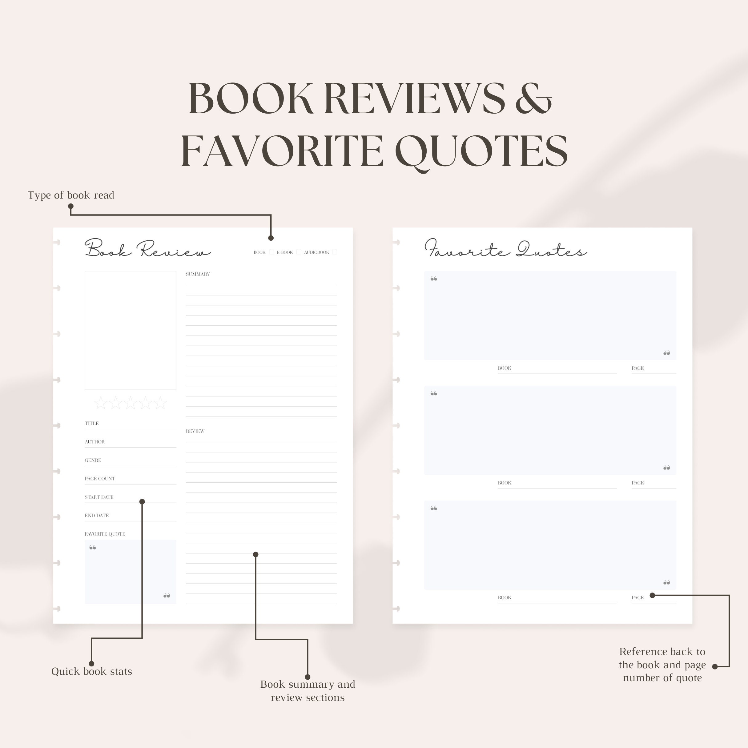 Reading Journal & Planner Inserts the Happy Planner Etsy