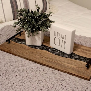 Silver Grey Swirl Epoxy Serving Tray | Charcuterie Board | Housewarming Gift | Gift Basket