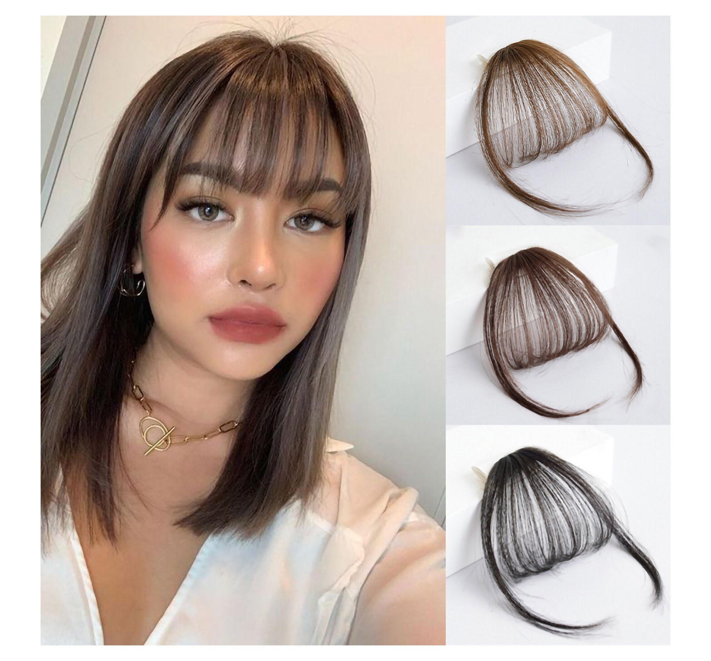 100 Remy Human Hair Bangs Clip Thin Air Neat Wispy Bangs Etsy