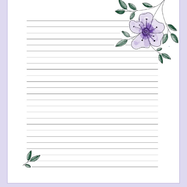 fancy paper for letter writing Purple Flower Theme | Writing Paper | Stationary