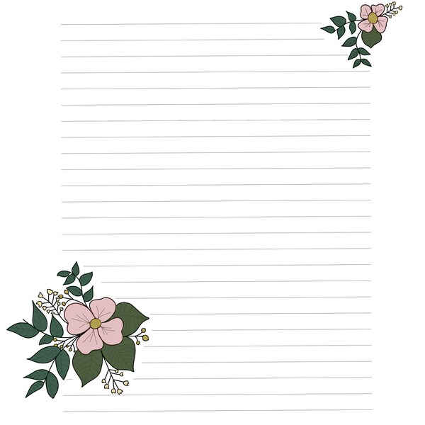 primary writing paper with dotted lines Flower & Leaf theme | writing paper | Stationery
