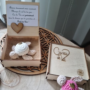 Caja de regalo de madera carpe diem ánimo ternura amor tortuga lista para ofrecer
