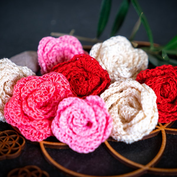 Appliques embellissement décoration florale roses 3D crochet – flower patch