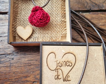 coffret cadeau collier rose crochet douceur coton boho shabby bohème minimaliste saint valentin