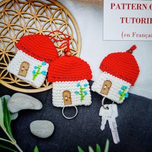 Pattern Only French Tutorial House Red Roof Cache Clef Step by Step Beginner Keychain Tutorial