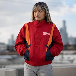 New Retro JDM Japan ENEOS Oil Gas Station Workwear Jacket Uniform Red