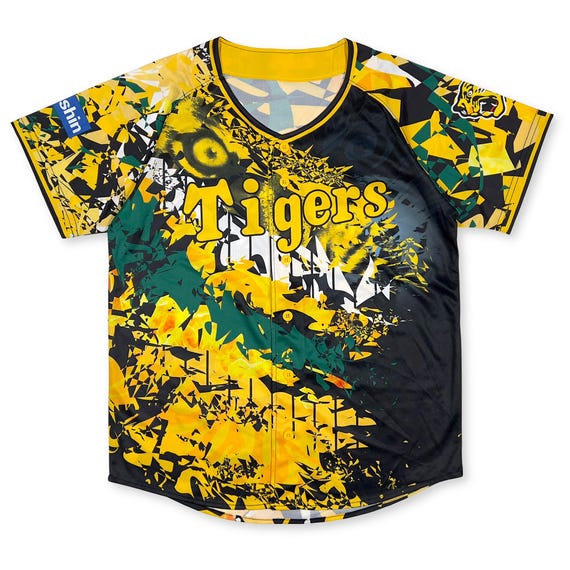 Hanshin Tigers ユニフォーム 総柄 イエロー Mサイズ落書き Official Mizuno Japan Hanshin Tigers Ultra Summer Baseball Jersey