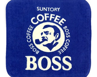 New Vintage Promotional Japan Suntory Boss Coffee Face Towel Blue