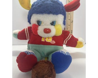 Vintage Popples Football Player Plush Stuffed Animal Toy Small Brown Ball Cute