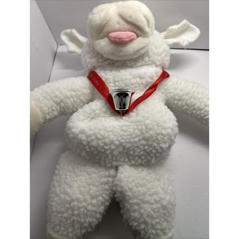 Lamb Puppet Angel Plush Stuffed Animal Toy Small Christmas Wings Bell Halo Soft image 1