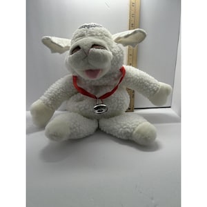 Lamb Puppet Angel Plush Stuffed Animal Toy Small Christmas Wings Bell Halo Soft image 2