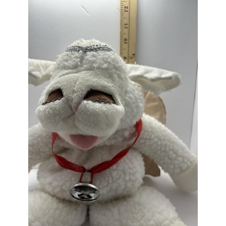 Lamb Puppet Angel Plush Stuffed Animal Toy Small Christmas Wings Bell Halo Soft image 4