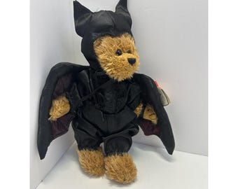 Vintage Ty Attic Treasures Vlad Bear Plush Stuffed Animal Toy Small Bat Costume