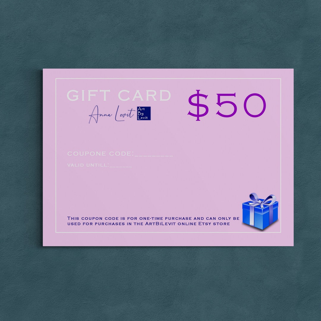 Gift Card for Art Lovers. Printable Gift Voucher for Artwork Etsy