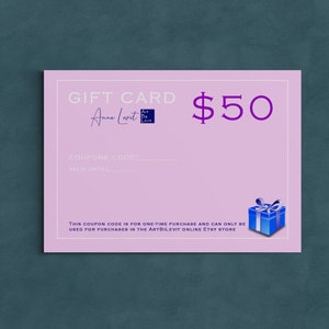 Cadeaubon voor kunstliefhebbers. Afdrukbare cadeaubon voor kunstwerken aanwezig. Instant Deloivery Cadeaubon Voor 50 Dollar Korting.