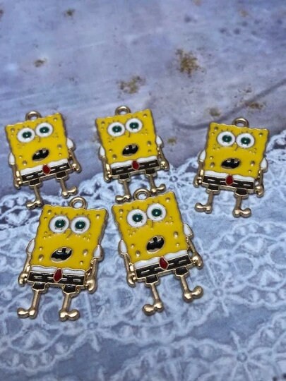 5 pcs Spongebob Shocked Looking Forward Hands Down l Nickelodeon Enamel Charms Y2