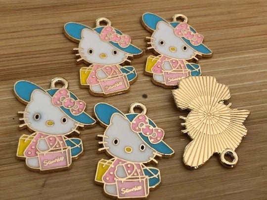 5 pcs HK with Shopping Bags and Fancy Blue Hat l Adorable l Enamel Charms S1 - Thumbnail 2