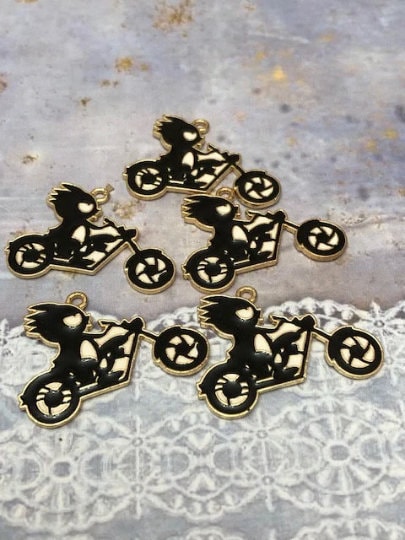 5 pcs HK Bad-Batz-Maru Motorcycle l Hello Kitty l Enamel Charms W1