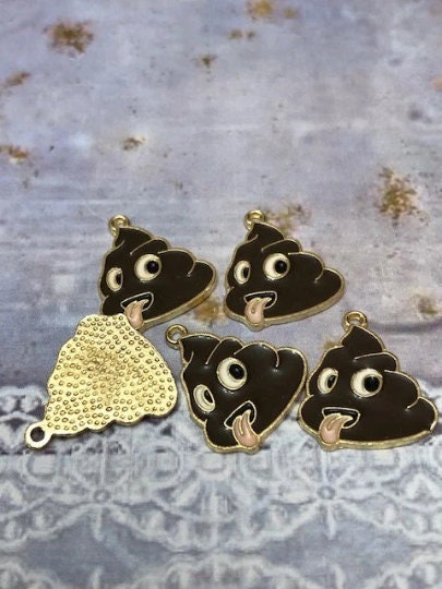 5 pcs Poop l Poop Pile Tongue Sticking Out l Enamel Charms Y4 - Thumbnail 2