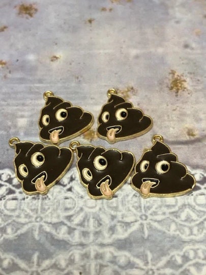 5 pcs Poop l Poop Pile Tongue Sticking Out l Enamel Charms Y4