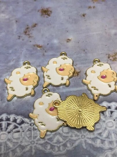 5 pcs Cartoon Sheep l Fluffy Sheep l Enamel Charms W1 - Thumbnail 2