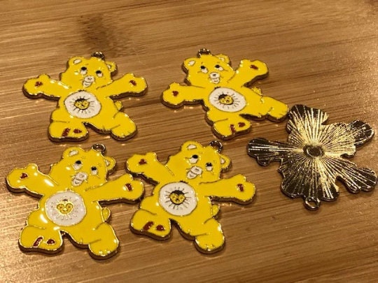 5pcs Care Bear l Sunshine Bear l Yellow Enamel Charm l 80's Memories l Land without Feelings UUU1.6