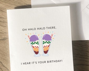 Halo Halo Card - Asian Filipino Punny, Funny Cute Greeting, Birthday, Celebration, Party, Food & Drink