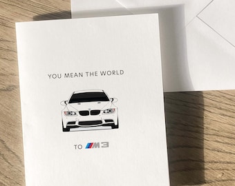 BMW M3 E92 Karte - Auto Punny Valentinstag, Jahrestag, Hochzeit, Lustige Grußkarte