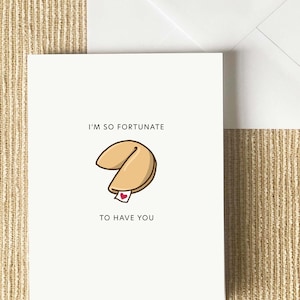 Carte Fortune Cookie - Punny asiatique drôle mignon voeux, merci, anniversaire, amour, anniversaire, Saint-Valentin
