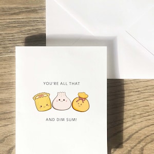 Carte Dim Sum - Petit lapin asiatique, voeux drôle et mignon, anniversaire, Saint-Valentin, célébration, félicitations, fête, nourriture et boisson