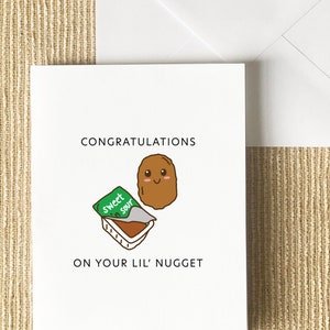 Lil Nugget Card - Punny, Funny Cute Greeting, Baby, Congratulations, Newborn, Food & Drink