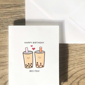 Carte du meilleur thé Boba Par-tea - Punny asiatique drôle mignon voeux, anniversaire, fête, fête, nourriture et boisson