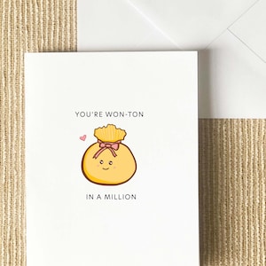 Wonton in a Million Card - Asian Punny Funny Cute Greeting, Birthday, Love, Valentine’s Day, Anniversary, Thank You, Food & Drink