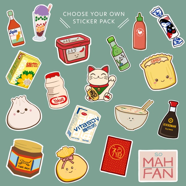 Sticker Pack - Choose Your Own Combo - Asian food & drink, cute stickers