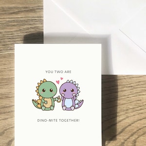 Tarjeta Dino-Mite Together - Punny Cute Greeting, Invitado a la boda, Amor, Día de San Valentín, Aniversario, Divertido