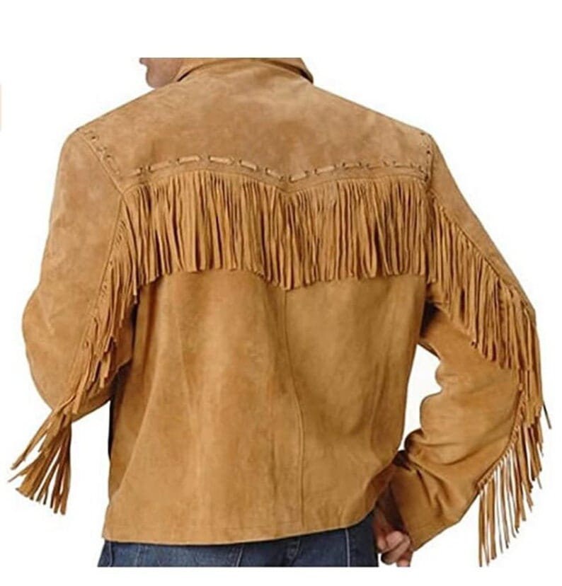 Men's Leather Western Jacket With Fringe Cowboy Style - Etsy