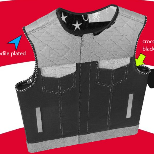 Men's Leather vest Club Style Leather Vest Denim Leather Vest motorcycle vest