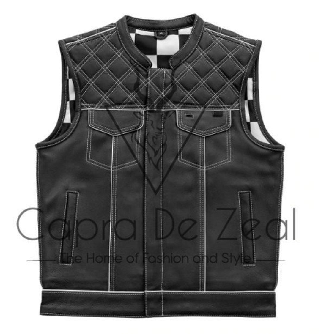 Men's Leather Vest Biker Leather Hunt Club Vest Biker Vest Motorcycle
