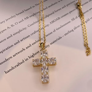 Large Golden Cross Necklace - Original jewelry, hypoallergenic