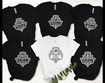 DnD Class Shirts,  Matching DnD Shirt, DnD Gift, Dungeon Master Gift, RPG Shirt, d20 Shirt, D&D Gift, Dungeons Tabletop Roleplaying Game