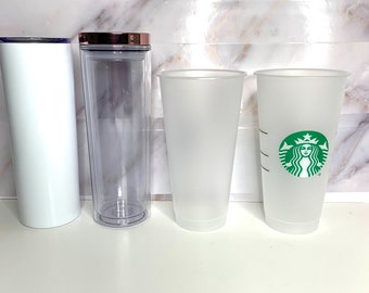 Made to Order tumbler, Stainless Steel double walled tumbler, 24 ounce Starbucks cup, frosted clear cup
