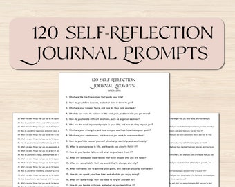 120 Self-Reflection Journal Prompts, persoonlijke ontwikkeling, mindfulness, instant digitale download afdrukbaar