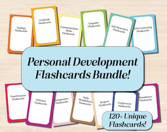 Flashcardbundel voor persoonlijke ontwikkeling, therapie, schoolbegeleiding en CGT - Actief luisteren, assertiviteit, mindfulness, zelfbewustzijn