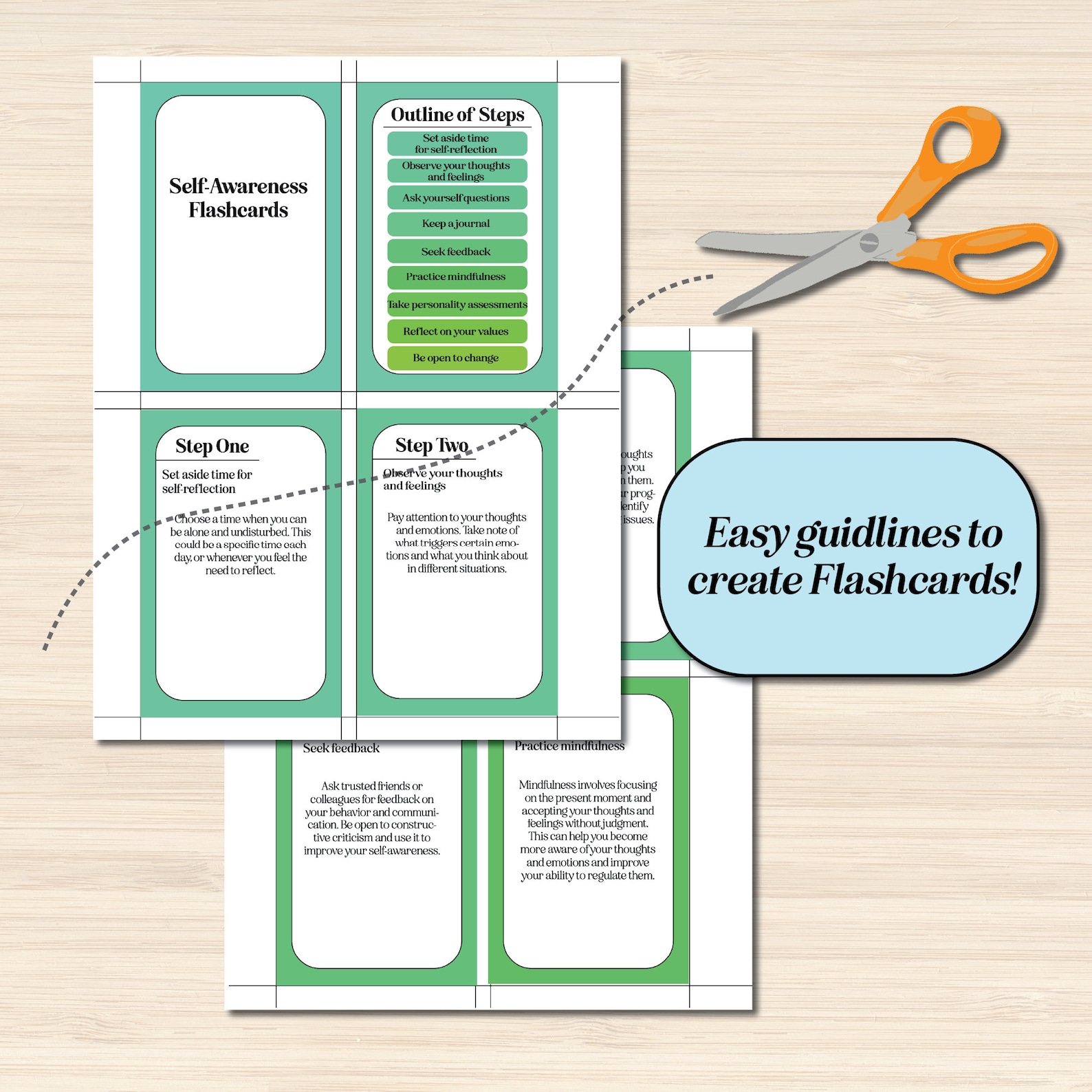 Self Introduction Flash Card Personal Development Flashcard Bundle, Therapy, School Counseling, and ...