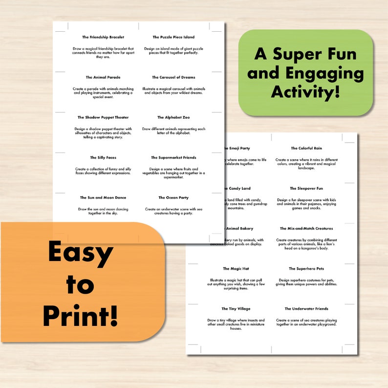 Creative Drawing Prompts for Kids - Etsy